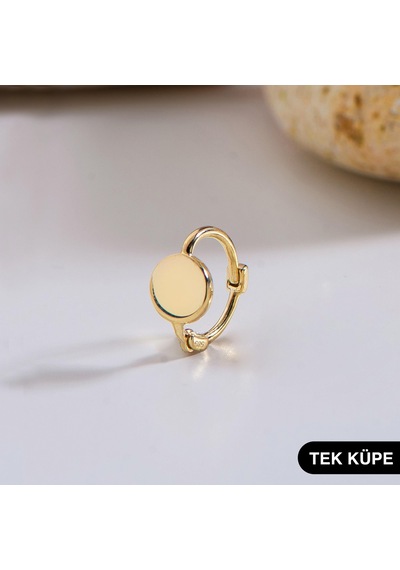 Goldkupe 14 Ayar Modern Tek Minik Yuvarlak Halka Altın Küpe 0,50 Gr-6311