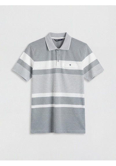 Lcwaıkıkı Classic İndigo Polo Yaka Çizgili Erkek Pike Tişört