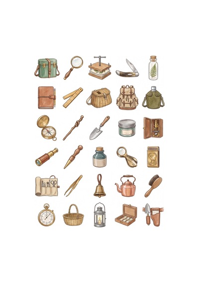 30 Adet Vintage Doğa Bilimci Sticker Seti - Ajanda, Defter, Laptop Çok Renkli