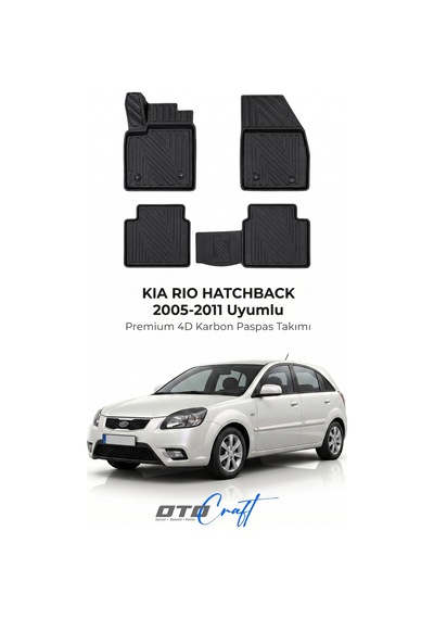 Otocraft Kia Rio Hatchback 2005-2011 Araca Özel 4d Karbon Oto Paspas Havuzlu Tam Set