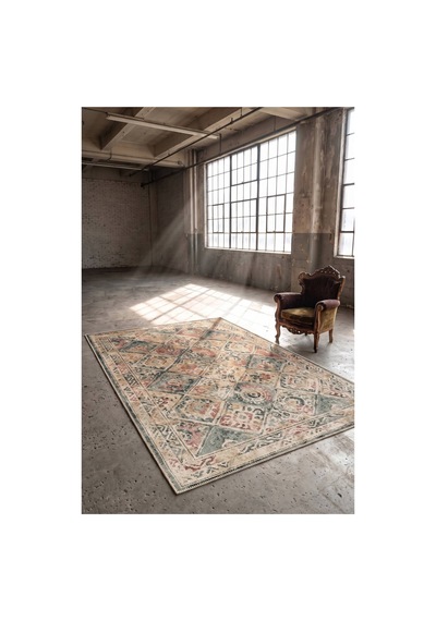 Artloop İstanbul Renkli Etnik Vintage Desenli Dokuma Tabanlı Şönil Halı Al 624