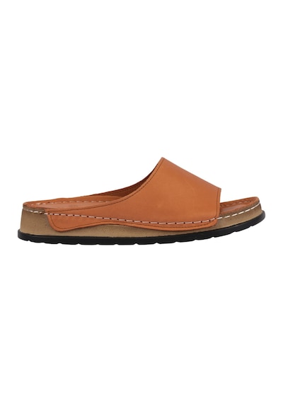 Napa Shoes Hakiki Deri Lazer Kesim Delikli Rahat Taban Kadın Terlik Napa-309 Taba
