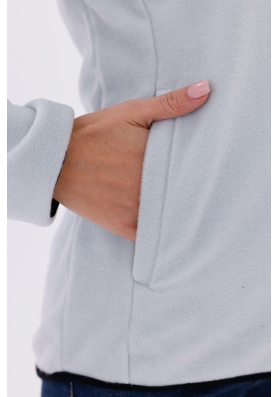 Monox Kadın Slim Fit Tam Fermuarlı Polar Ceket Yeşil