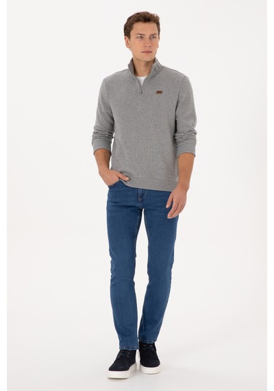 U.S. Polo Assn. Erkek Regular Fit Yarım Fermuarlı Gri Melanj Basic Sweatshirt 50313802-VR086 U.S. Polo Assn. Erkek Regular Fit Yarım Fermuarlı Gri Melanj Basic Sweatshirt 50313802-VR086