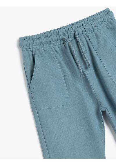 Koton Jogger Pantolon Beli Bağlamalı Lastikli Cepli Mavi 4smb40133tw Mavi