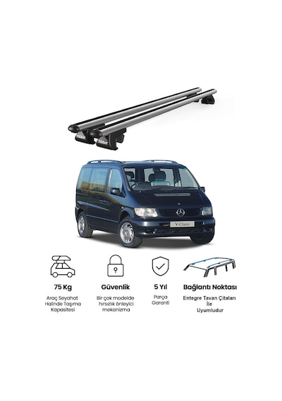 Venüs Mercedes-benz V Series 1996-2003 Uyumlu Gri Ara Atkı Port Bagaj Tavan Barı