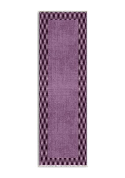 Mürdüm Lila Damalı Bordürlü Modern Halı Geometrik Salon Ve Oda Halısı 3047-4 Mor