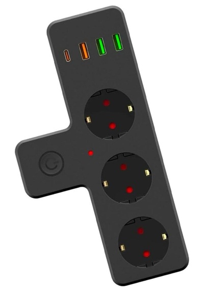 Lunaev Termal Akım Korumalı 3 Adet Soket,3 Adet Usb Ve 1 Adet Type-c Girişli 20 W Priz Model 3397 0