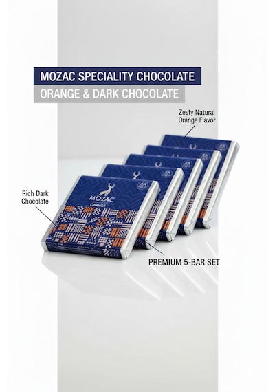 Mozac Premium: Portakallı Bitter Bolu Çikolatası 5'li Gurme Set