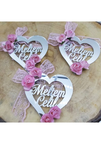 İçi Yazılı Pleksi Kalp Nikah Şekeri Magnet(30 Adet)