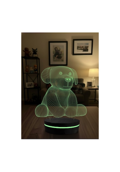 Sevgiliye Ve Çocuklara Hediye 3 Boyutlu Köpek Lamba - Rgb Led Dekoratif Aydınlatma Çok Renkli