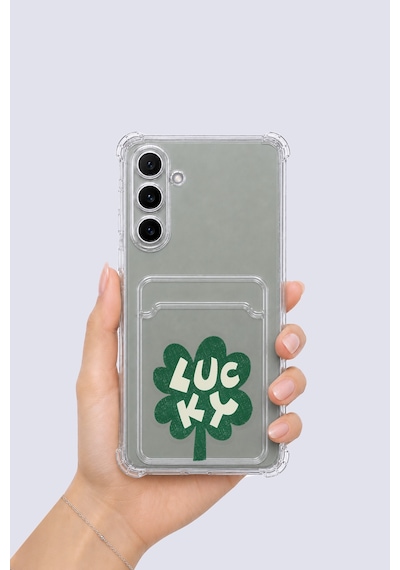Samsung Galaxy Uyumlu A16 Kartlıklı Lucky Yonca Desenli Kılıf