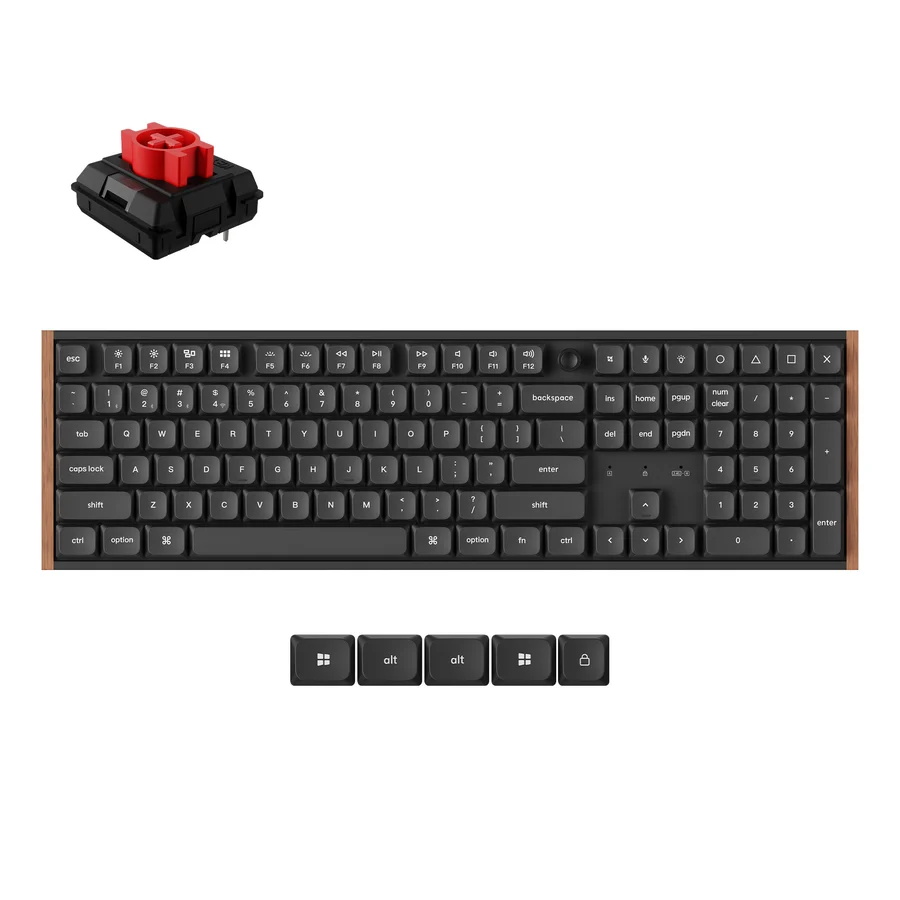 Keychron K5 Ultra 8k Süt Pom Kırmızı Switch 2.4 Ghz 370 Saate Kadar Pil Ömrlü Kablosuz Özel Mekanik Klavye K5u-h1p-tr Siyah