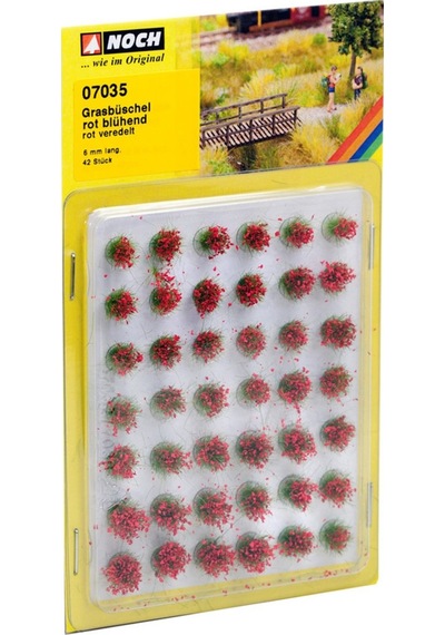 Noch 7035 Çiçek Öbekleri, Kırmızı, 6 mm. 42 Adet Diorama Malzemes