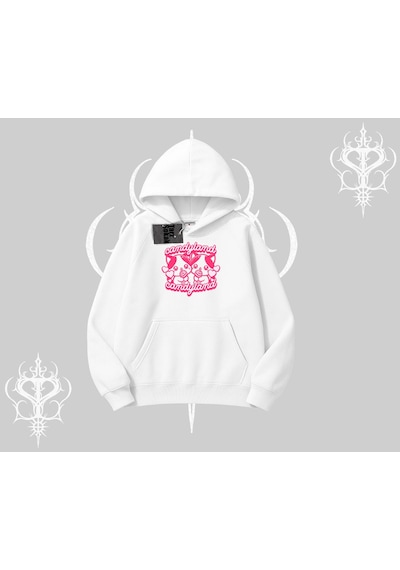 Tarzsokak Candyland Yazılı Sevimli Kedi Baskılı Oversize Tshirt Gri