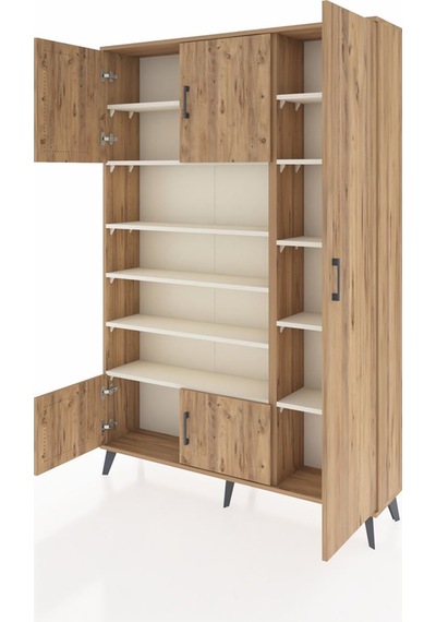 Arges Dolap 11 Raflı 5 Kapaklı 132x30x195 Çam-çam/aytaşı Çam