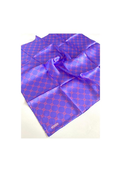 Armine Lila Monogram Desen Tivil İpek Eşarp 9178-07 Çok Renkli