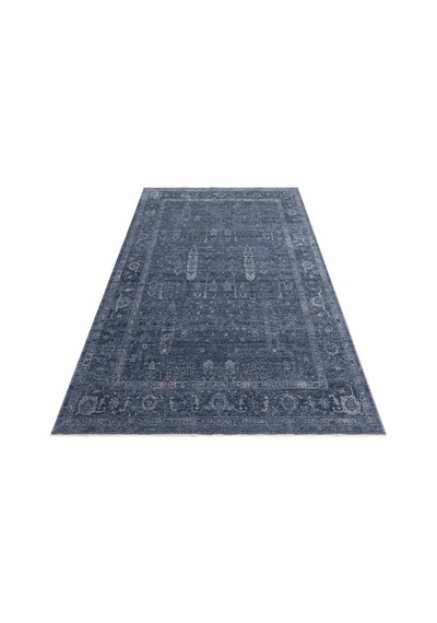 Eko Halı Shıraz Shr 03 Navy Vintage Tarzlı Yumuşak Dokulu Modern Makine Halısı Mavi Gri