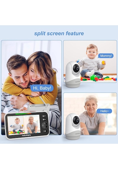 Hellobaby Çift Kameralı Video Bebek Monitörü, Gece Görüş & Eco Modu Kamera Sistemi