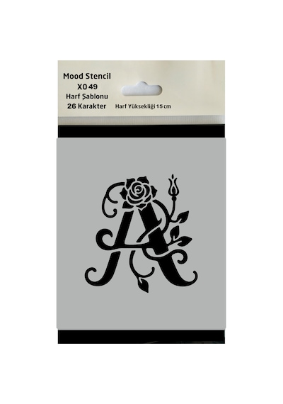 Stencil Harf Boyama Şablonu X049 Harf Yüksekliği 15 Cm