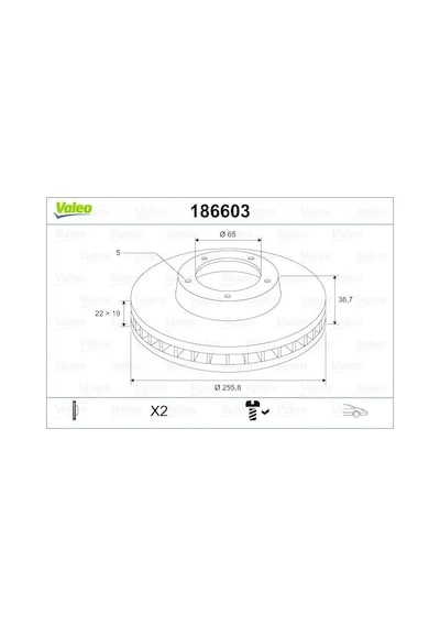Skoda Roomster Fren Diski On 2007-2014 Valeo 186603 2adettir