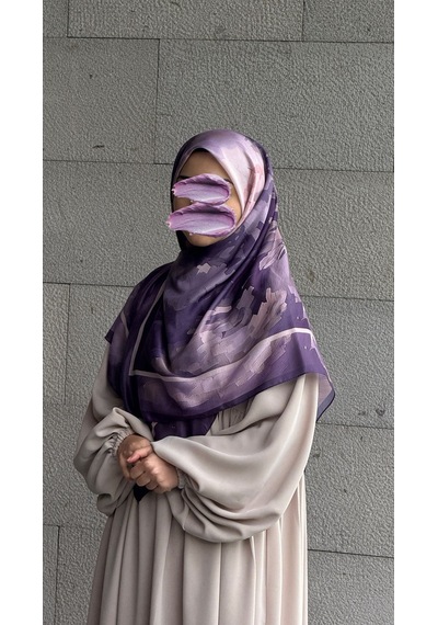 Qalortex Scarf Pamuklu Soft Luna Desen Eşarp-lila