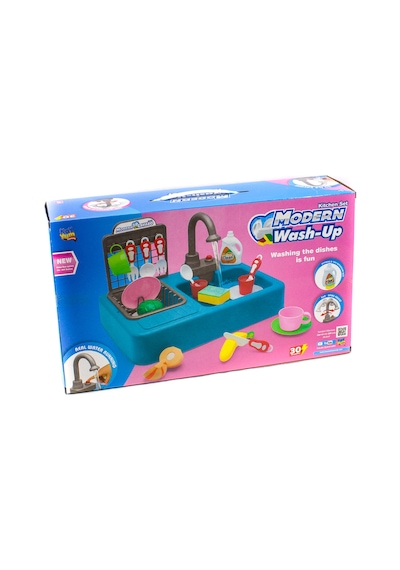 Oyuncak Mutfak Lavabo Modern Mutfak Su ile Çalışan Set Mavi
