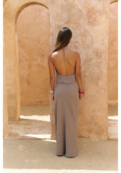 Mai Collection Mai Studios Co. Malmvira Füme Keten Crop Etek Takım Füme