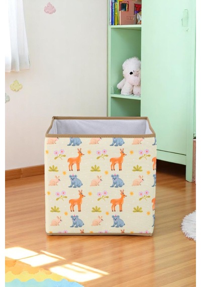 İronika Animals Kapaksız Kutu Dolap İçi Organizer Oyuncak Eşya Çamaşır Saklama Kutusu Düzenleyici 30x30x30 Sarı