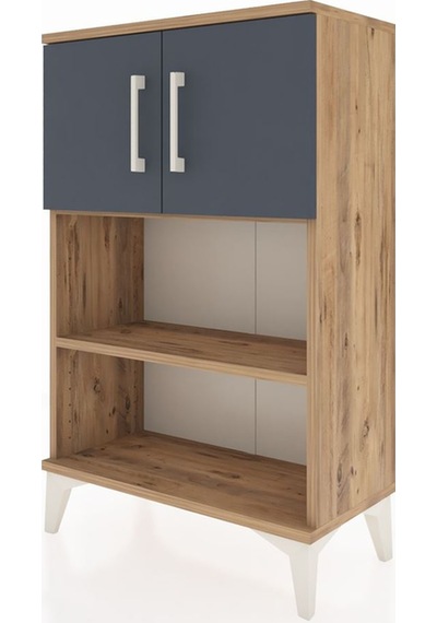 Arges Komodin 2 Raflı 2 Kapaklı 60x30x96 Çam-antrasit Çam
