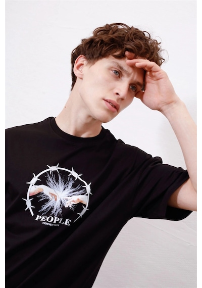 Tarzsokak Unisex People Connection Siyah Tshirt Siyah
