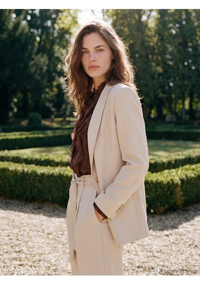 Lcw Vision Bej Şal Yaka Krep Kadın Blazer Ceket
