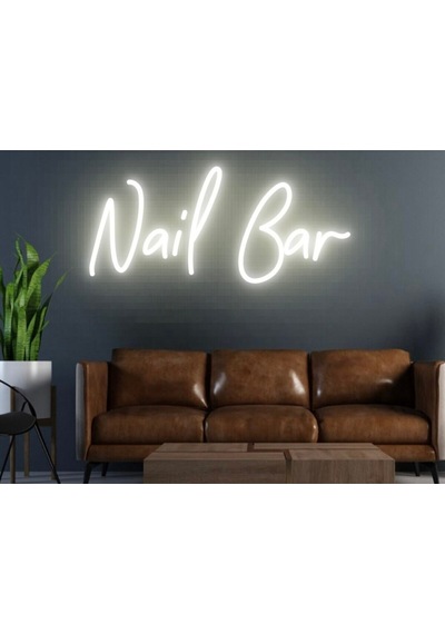 Nail Bar Yazılı Neon Tabela Sarı