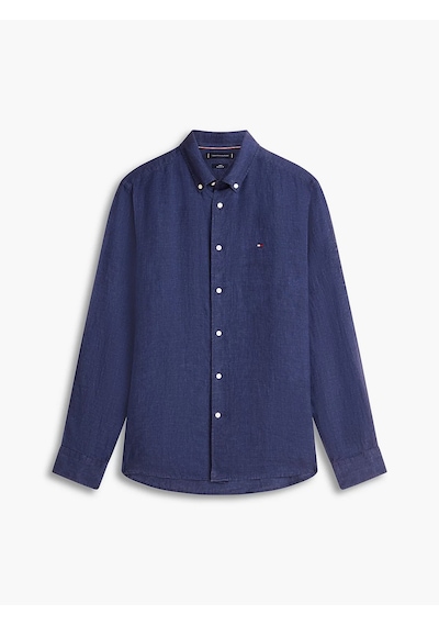 Tommy Hilfiger Mw0mw41530 Pigment Dyed Li Solid Rf Erkek Gömlek Lacivert