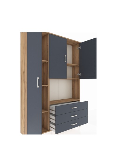 Arges Dolap 6 Raflı 3 Çekmeceli 3 Kapaklı 132x30x195 Çam-antrasit/antrasit Antrasıt/antrasıt Arges Dolap 6 Raflı 3 Çekmeceli 3 Kapaklı 132x30x195 Çam-antrasit/antrasit Antrasıt/antrasıt