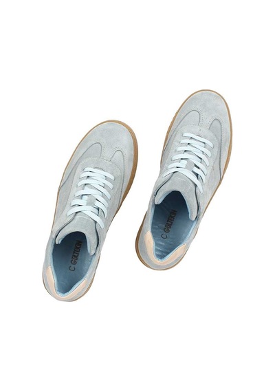 Kadın Mavi Kalın Tabanlı Süet Deri Sneaker