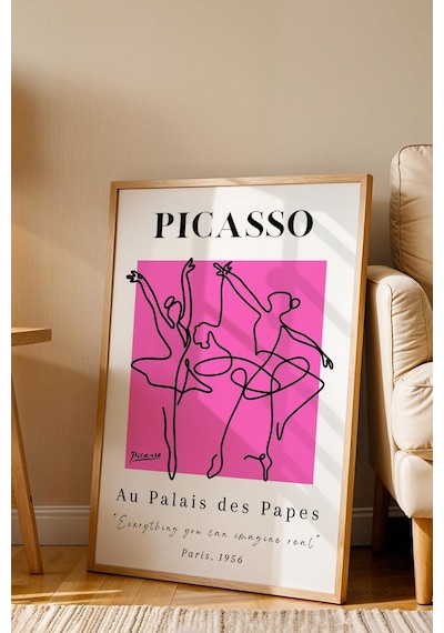 Pablo Picasso Au Paladis Des Papes Sergi Afişi 1956 Çerçeveli Tablo - Eklektik Tarz Duvar Dekoru