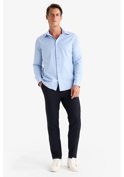 DeFacto Modern Fit Modern Kesim Poplin Düz Pamuk Karışımlı Uzun Kollu Gömlek D3375AX24AUBE177 Mavi DeFacto Modern Fit Modern Kesim Poplin Düz Pamuk Karışımlı Uzun Kollu Gömlek D3375AX24AUBE177 Mavi