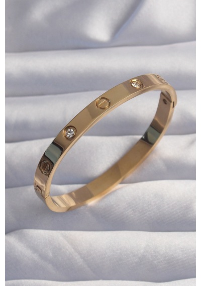 Ezoconcept 316l Çelik Baby Boy Gold Renk Zirkon Taşlı Kelepçe 001