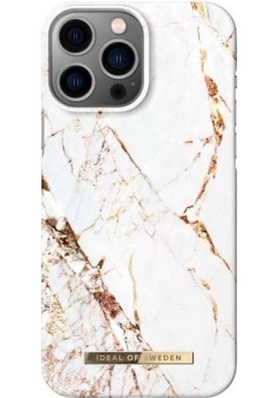 Fashion Case Apple Uyumlu iPhone 13 Pro Max Tasarım Kılıf - Carrara Gold Beyaz