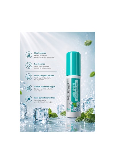 Ağız Spreyi - Ağız Kokusu Giderici, Ferah Nefes, Mentol Aromalı, Alkolsüz & Gazsız, 15 Ml