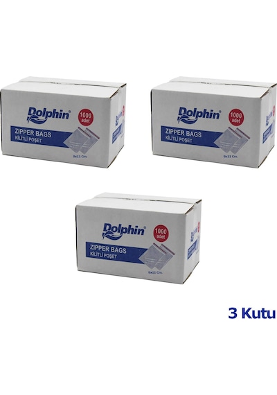 Dolphin C Kilitli Şeffaf Buzdolabı Kilitli Saklama Poşeti Torba - 9x11 Cm. - 1000 Adetlik 3 Kutu