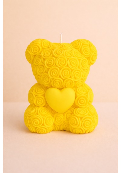 20'li Ayıcık Şeklinde Kokulu Mum Söz Nişan Baby Shower Hediyeliği Sarı