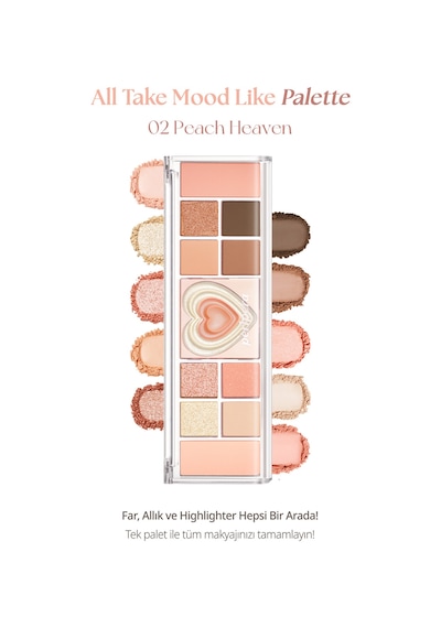 Çok Fonksiyonlu Makyaj Paleti Peripera All Take Mood Like Palette 02 Peach Heaven Peritage