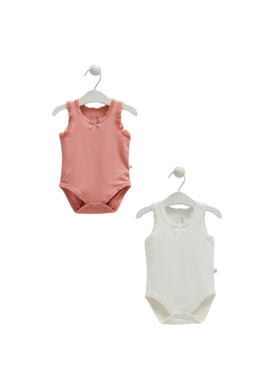 Altıntaş Baby Caramell Dantel Detaylı %100 Pamuk 2'li Body Set Kız Bebek Gül Kurusu Gül Kurusu