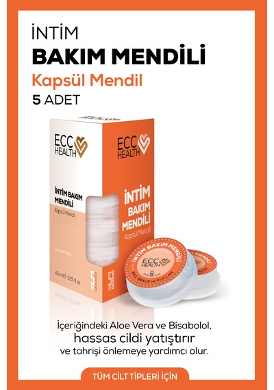 İntim Bakım Mendili 5 Li Genital Bölge Temizleme Ve Ferahlık Mendili Ph Dengeli, Aloe Vera & Bisabolol İçerikli