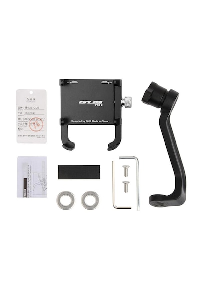 Gub Pro 2 Alüminyum Cnc Dikiz Aynası Bağlantılı Motosiklet Telefon Tutucu 360 Dönebilen, 7.2 İnç Uyumlu Siyah