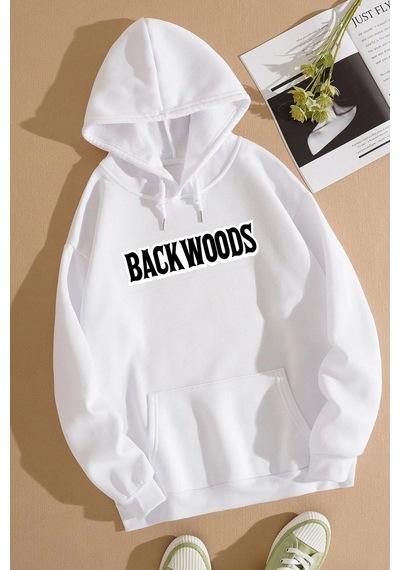 Backwoods Baskılı Sweatshirt Beyaz