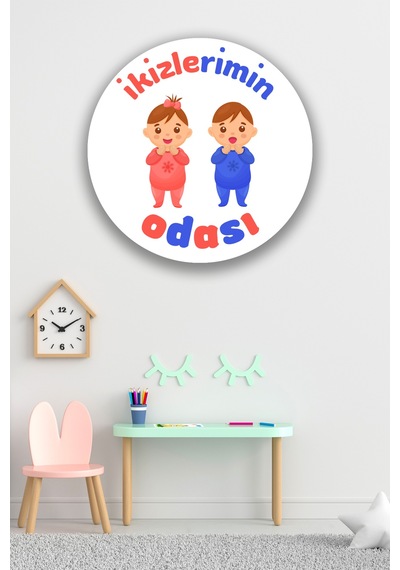 Ikiz Kız Erkek Çocuk Odası Tablo Modeli, Ahşap Kapı Duvar Süsü, Ikiz Bebek Ev Dekorasyonu