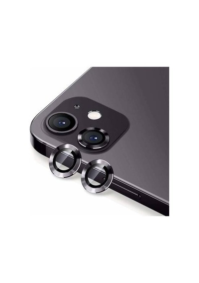 Apple Uyumlu iPhone 11 Metal Çerçeveli 2'li Kamera Lens Koruyucu-siyah
